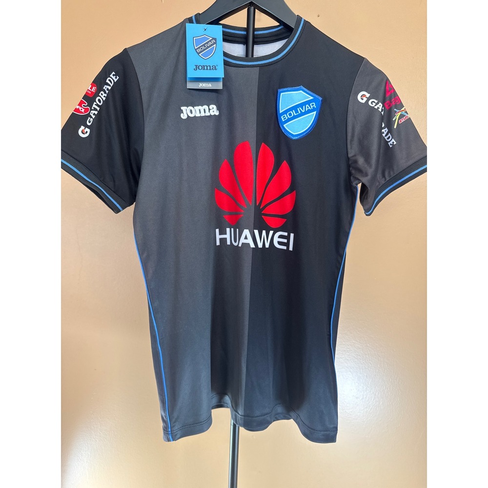 Joma Club Bolivar Soccer Jersey Kids Youth Size 14 Black Huawei‎ Sponsor NWT